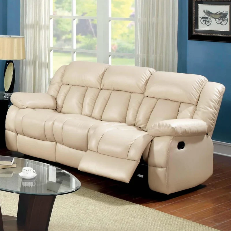 Furniture of America Barbado Reclining Bonded Leather Match Sofa CM6827SF