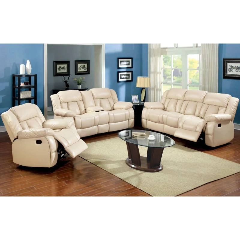 Furniture of America Barbado Reclining Bonded Leather Match Sofa CM6827SF