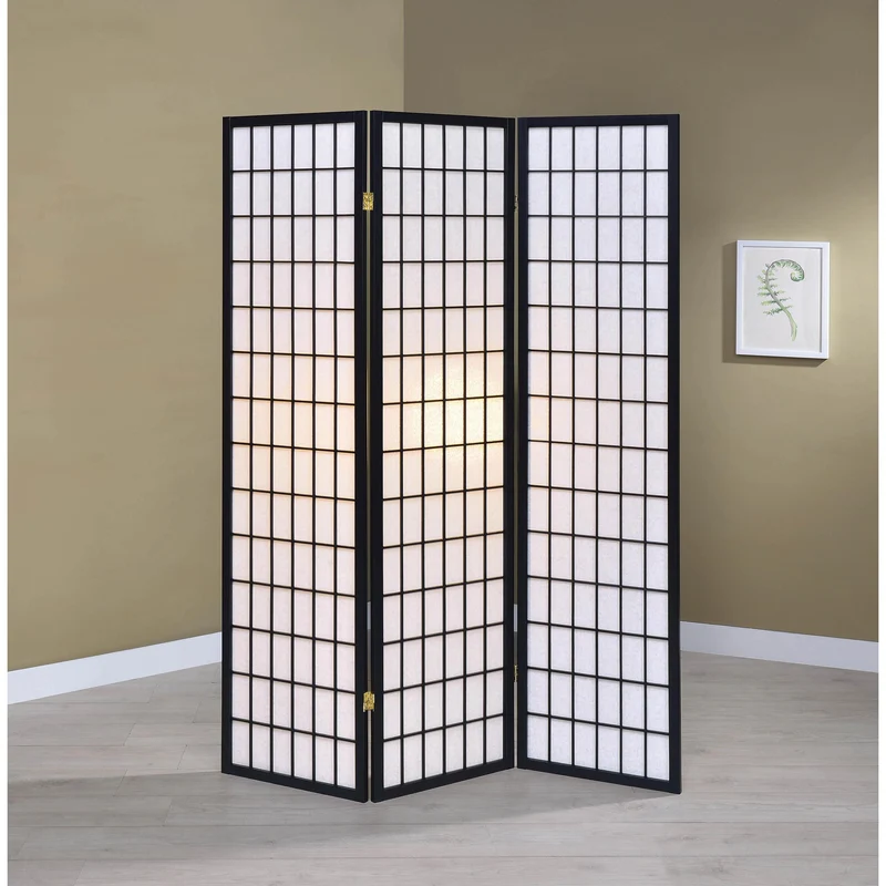 Coaster Furniture Carrie 4622 3-Panel Room Divider Folding Shoji Screen - Black