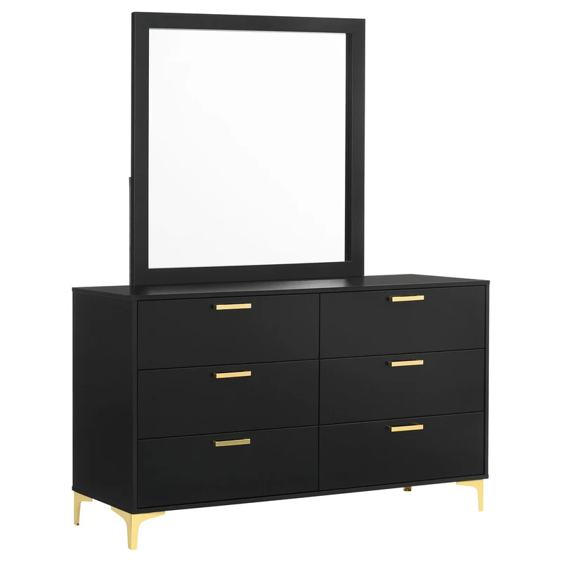Coaster Furniture Kendall 224453M 6-Drawer Dresser with Mirror - Black