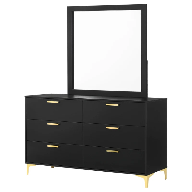 Coaster Furniture Kendall 224453M 6-Drawer Dresser with Mirror - Black