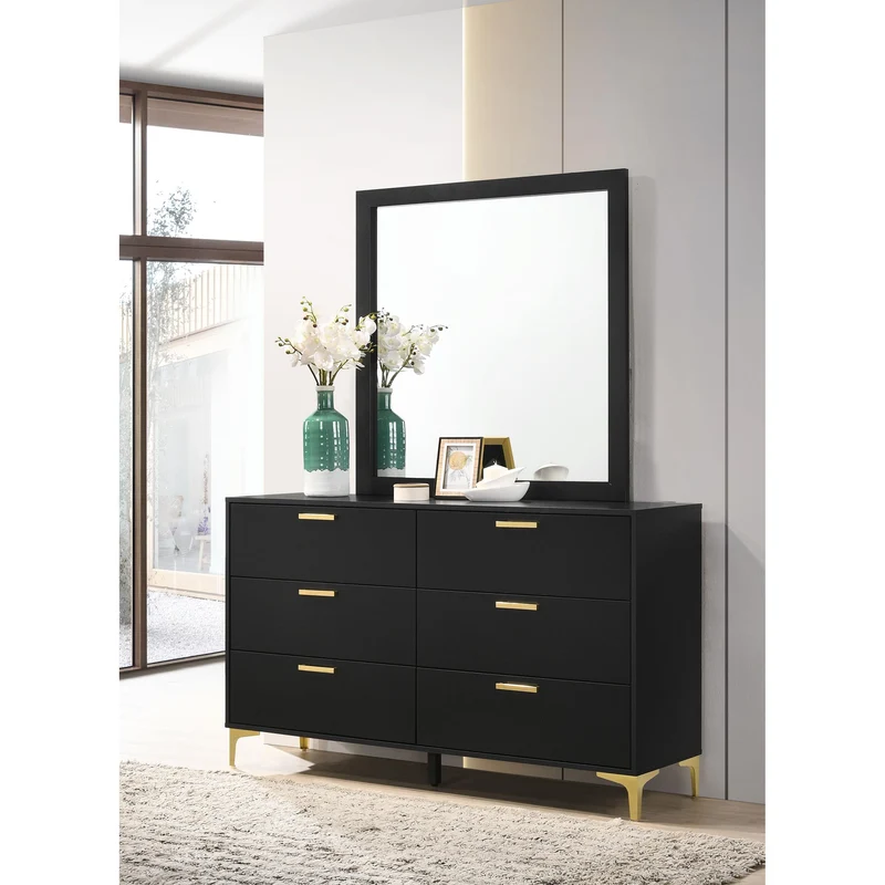 Coaster Furniture Kendall 224453M 6-Drawer Dresser with Mirror - Black
