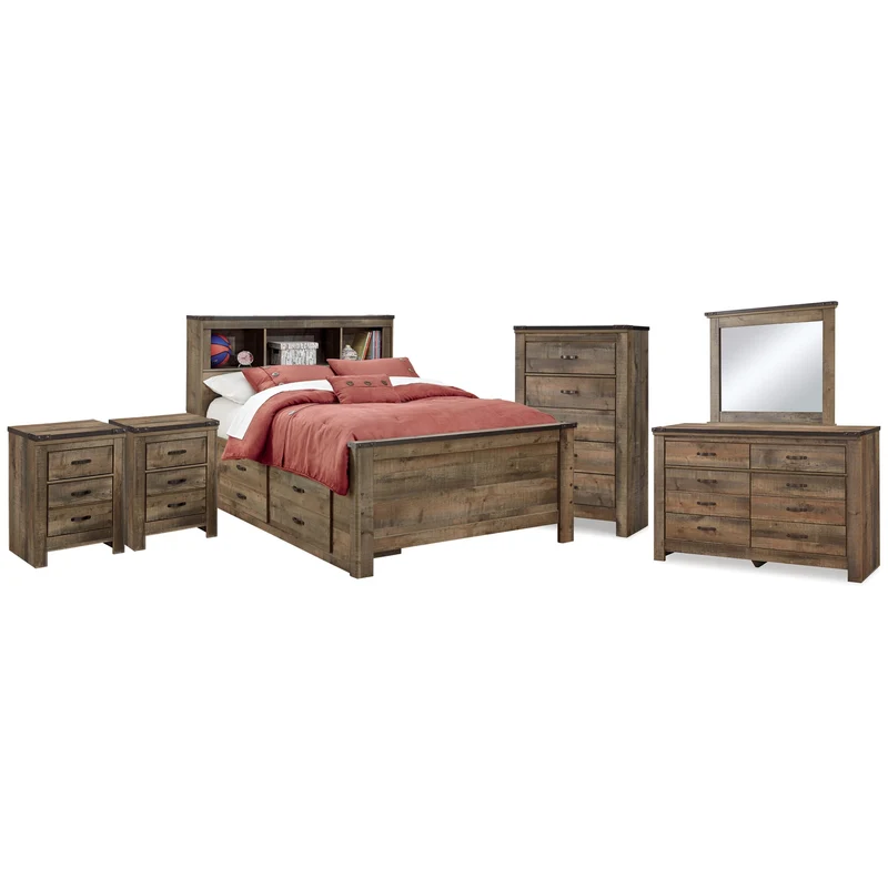 Signature Design by Ashley Trinell B446B89 9 pc Full Bookcase Bedroom Set