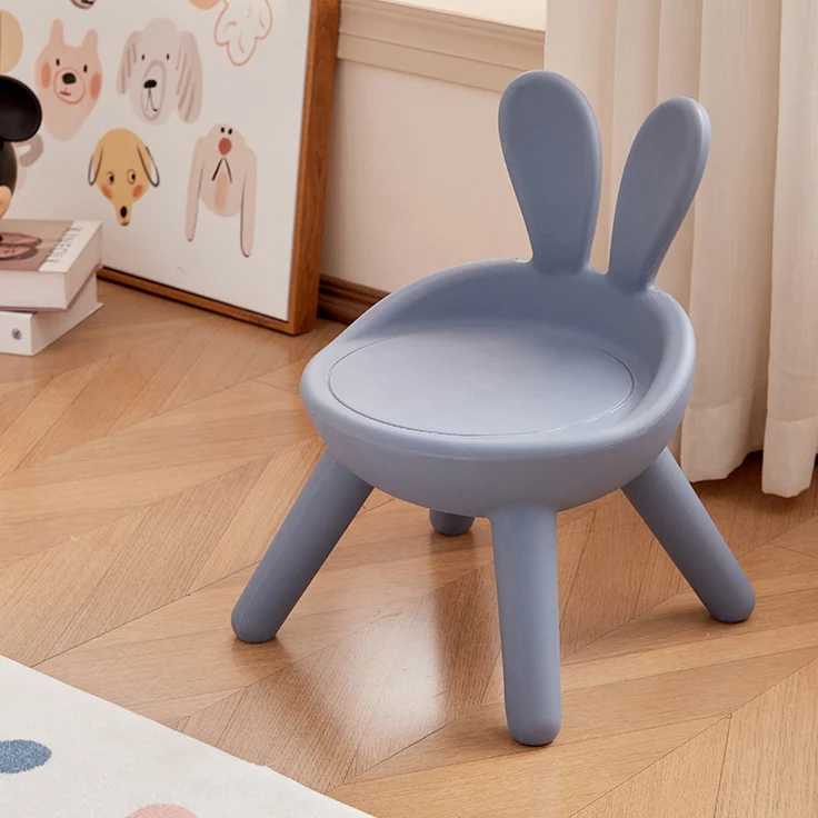 Contemporary Creative Kids PP Bunny Ear Round Footstool With Backrest For Entryway And Living Room