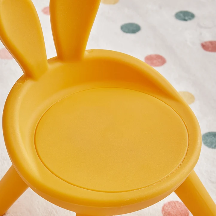 Contemporary Creative Kids PP Bunny Ear Round Footstool With Backrest For Entryway And Living Room