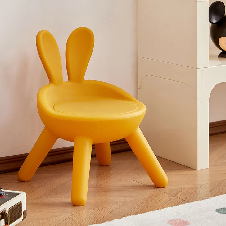 Contemporary Creative Kids PP Bunny Ear Round Footstool With Backrest For Entryway And Living Room