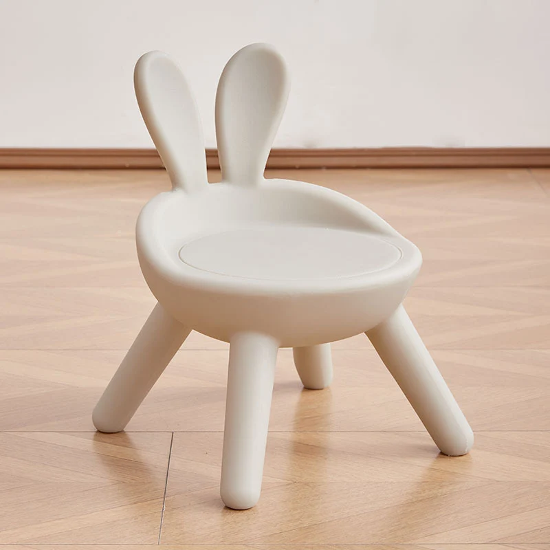 Contemporary Creative Kids PP Bunny Ear Round Footstool With Backrest For Entryway And Living Room