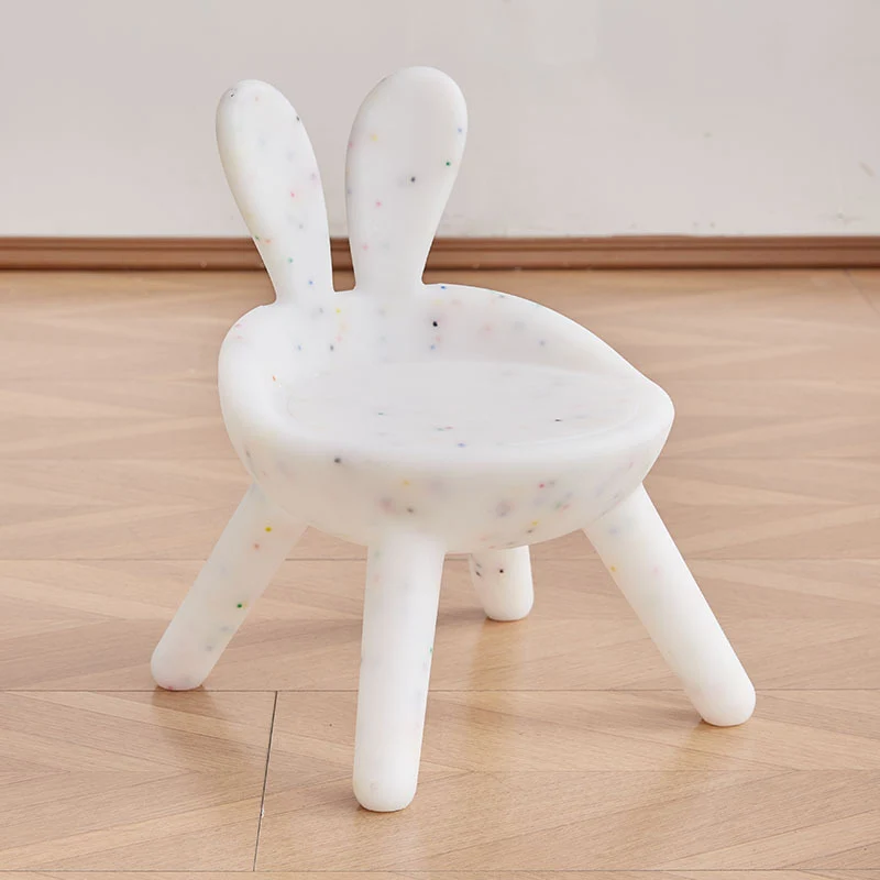 Contemporary Creative Kids PP Bunny Ear Round Footstool With Backrest For Entryway And Living Room