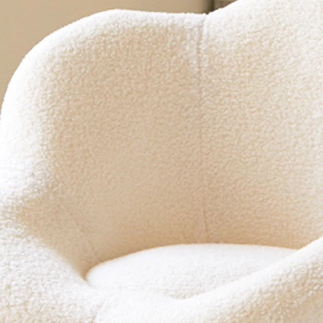 Contemporary Nordic Swivel Sherpa Fabric Iron Petal Vanity Stool With Backrest & Armrests For Bedroom