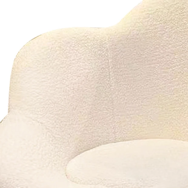 Contemporary Nordic Swivel Sherpa Fabric Iron Petal Vanity Stool With Backrest & Armrests For Bedroom