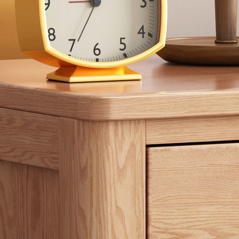 Contemporary Scandinavian Rectangular Tabletop Rubberwood Plywood Nightstand 2-Drawer For Bedroom