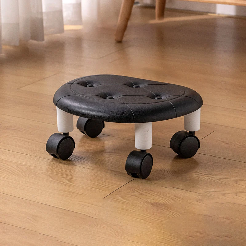 Modern Minimalist Plastic Oval Swivel Movable Low Stool For Entryway And Living Room