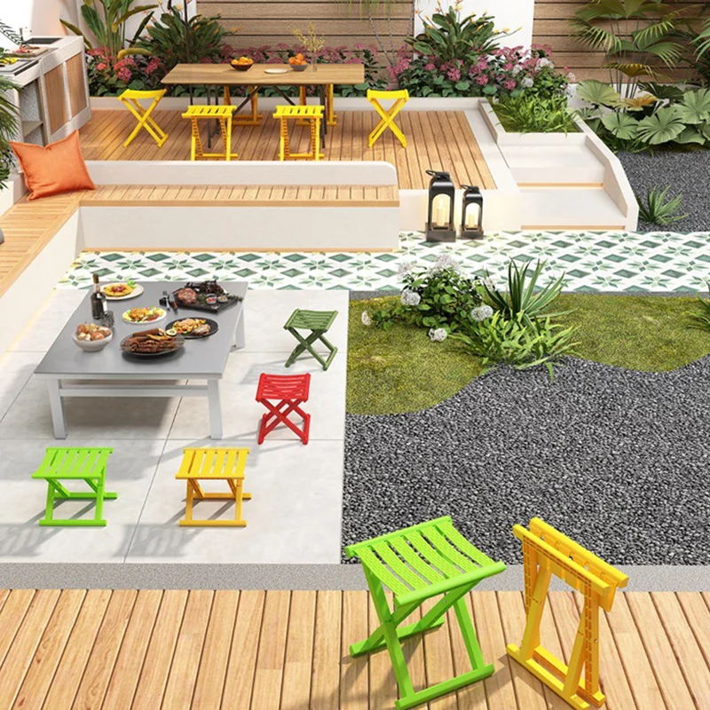 Contemporary Industrial PP TPE Square Foldable Camping Low Stool Portable For Outdoor And Living Room