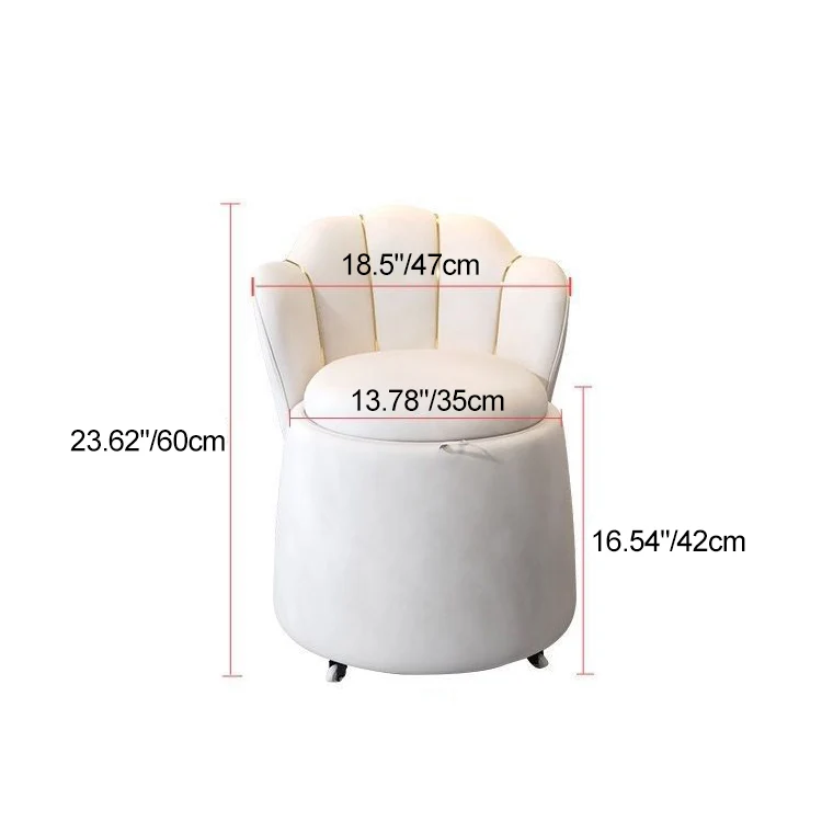 Contemporary Nordic Velvet Plywood Steel Round Petal-Back Storage Vanity Stool Backrest For Bedroom