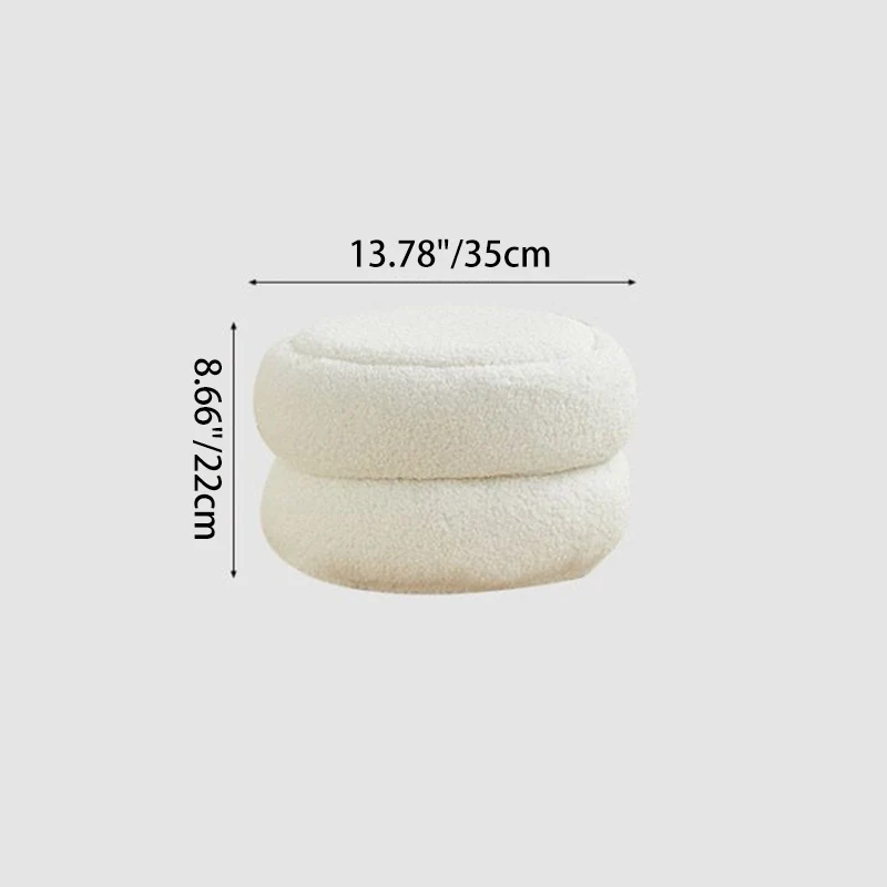 Contemporary Nordic Sherpa Fabric Engineered Board Round Low Stool Multi-Tier For Living Room And Bedroom