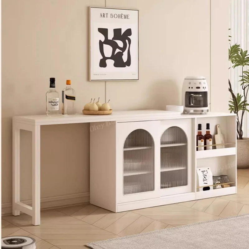 Mesa de comedor multifunción plegable y expandible con gabinete de diseño de almacenamiento oculto