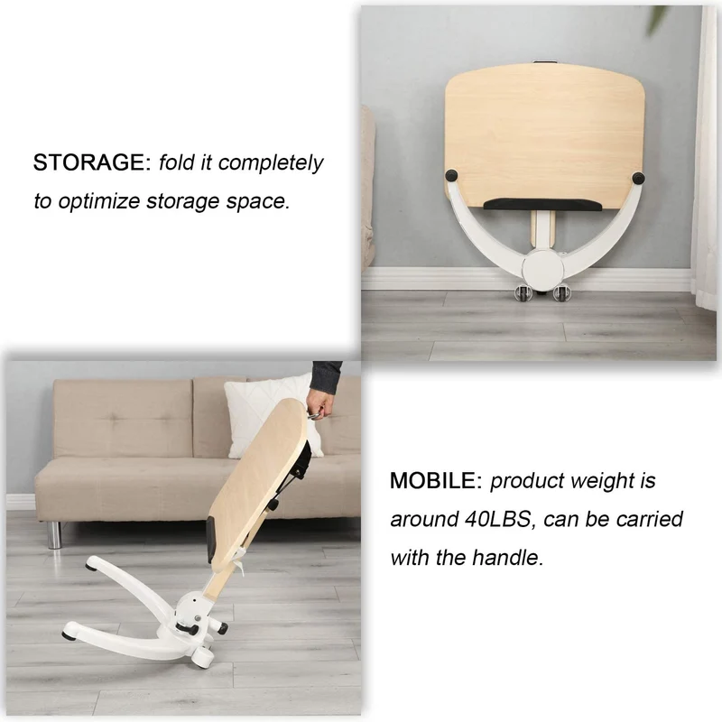 Escritorio de pie movible plegable, mesa de cama sobre la cama, mesa auxiliar del sofá