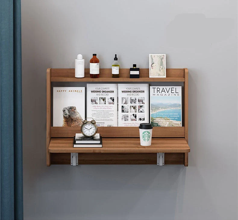 Escritorio y estante plegable de pared