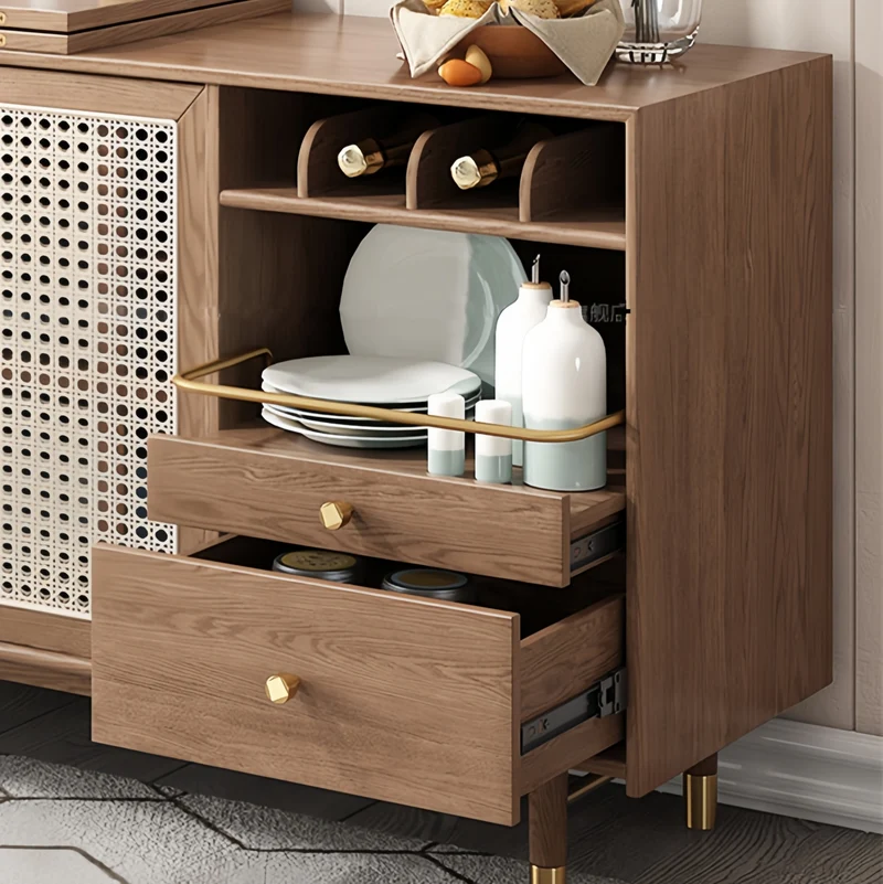 Mesa de comedor multifunción plegable y ampliable de nuevo diseño con armario lateral