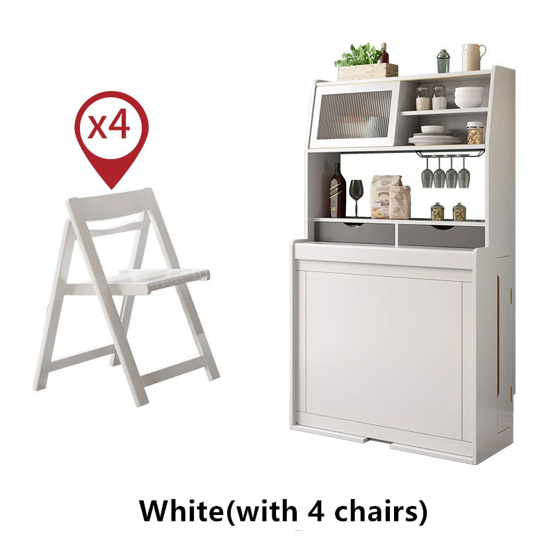 Mesa auxiliar plegable y extensible que ahorra espacio con gabinete Hutch