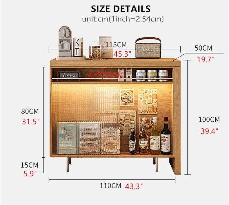 Mesa de bar L con aparador buffet de almacenamiento en ambos lados