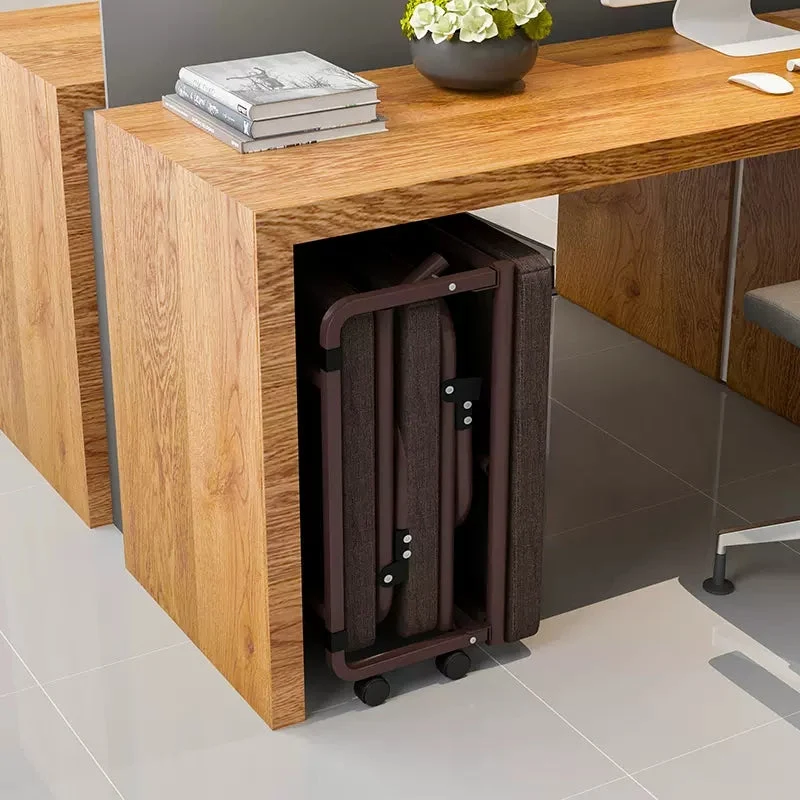 Cama de invitados plegable portátil con 6 posiciones ajustables y bolsillo de almacenamiento lateral (marrón, 78" LX 35" W)