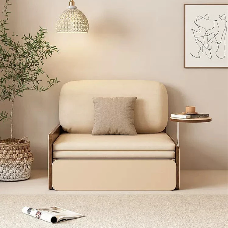 Sofá cama nórdico moderno de cuero extraíble con escritorio giratorio