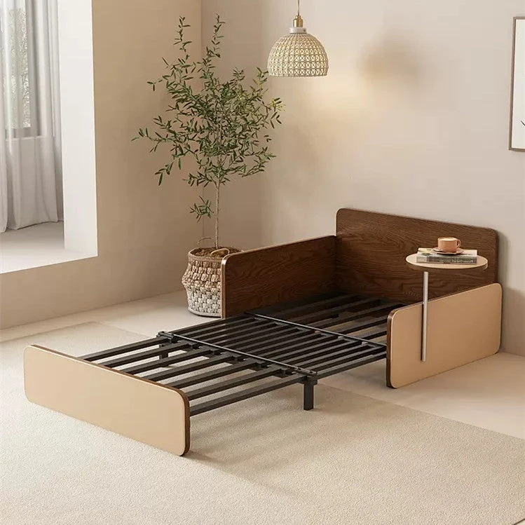 Sofá cama nórdico moderno de cuero extraíble con escritorio giratorio