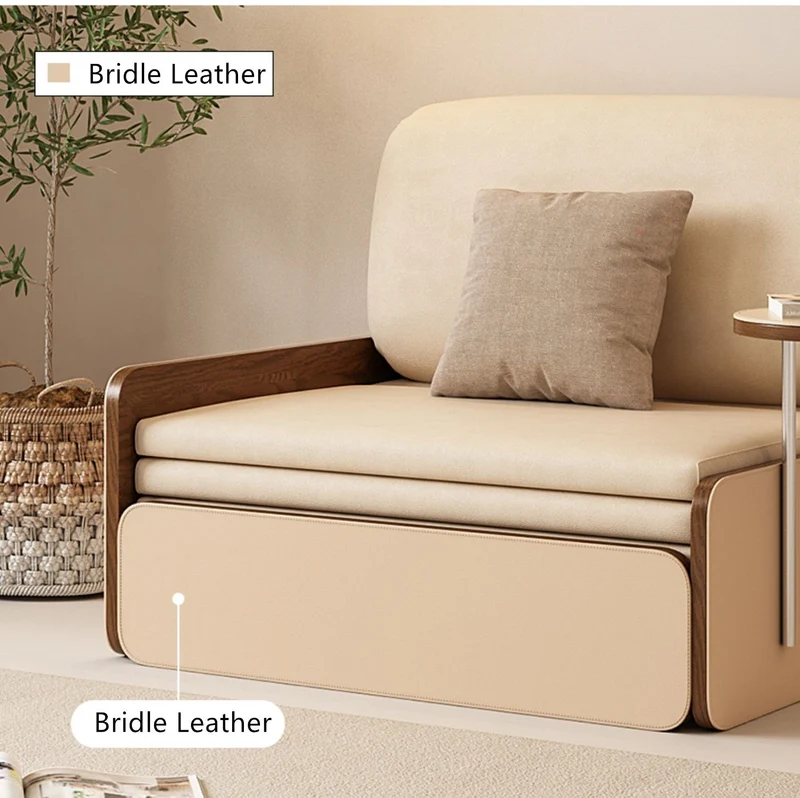 Sofá cama nórdico moderno de cuero extraíble con escritorio giratorio
