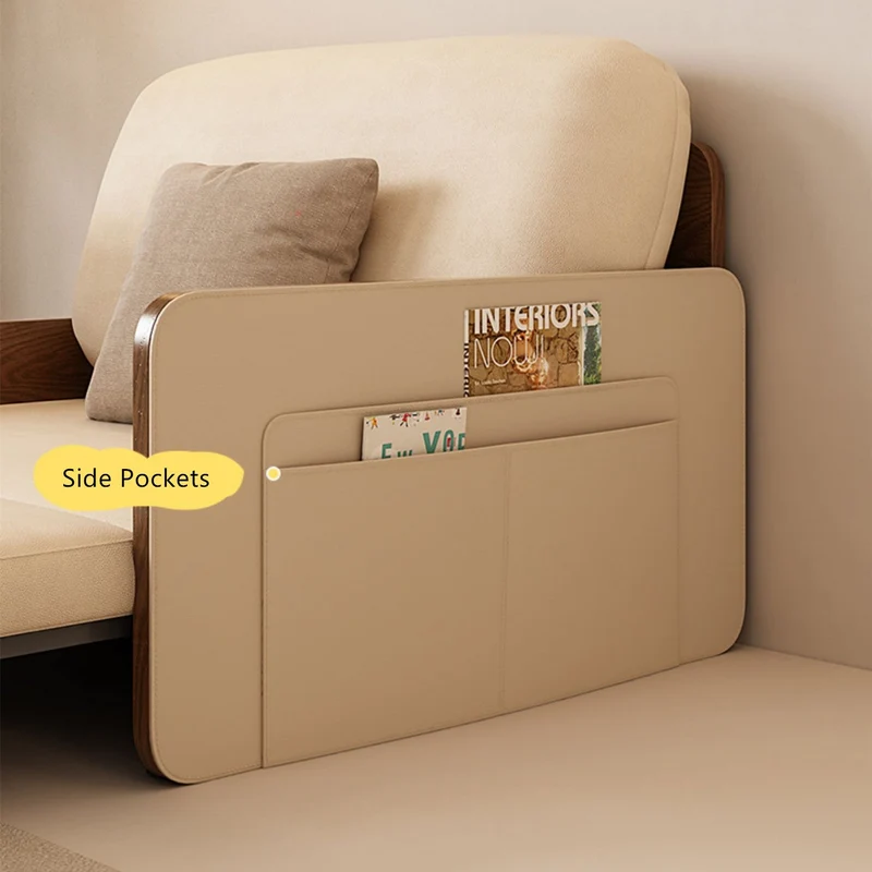 Sofá cama nórdico moderno de cuero extraíble con escritorio giratorio
