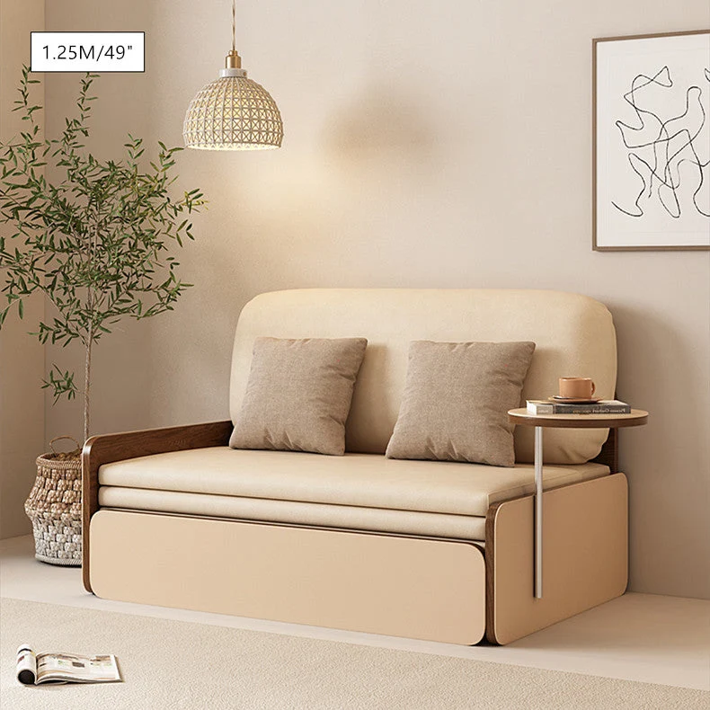 Sofá cama nórdico moderno de cuero extraíble con escritorio giratorio