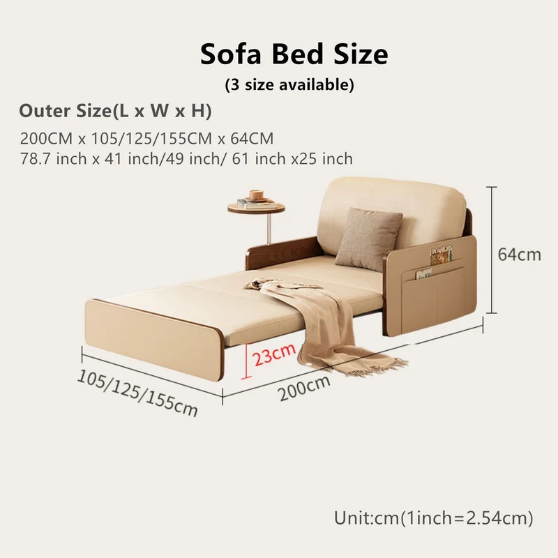 Sofá cama nórdico moderno de cuero extraíble con escritorio giratorio
