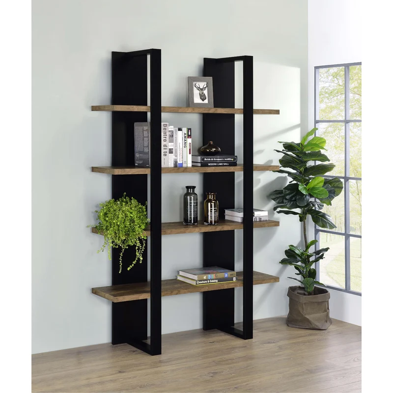 Coaster Furniture Danbrook 882036 71-inch 4-shelf Bookshelf - Black and Aged Walnut