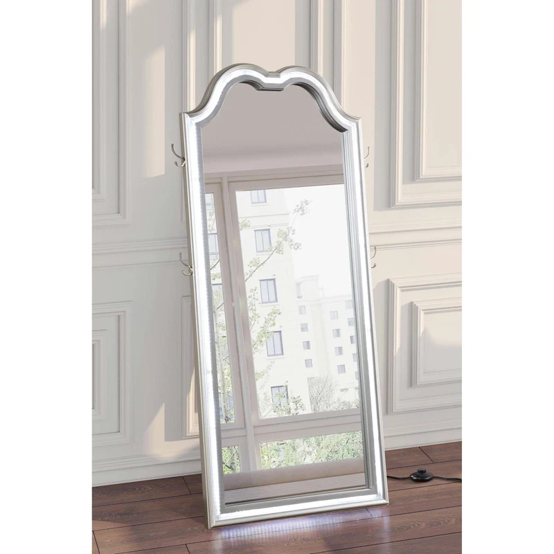 Coaster Furniture Evangeline 223400 Full Length LED Light Floor Mirror - Silver Oak