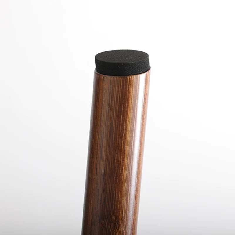 Contemporary Retro Nanmu Bamboo Round Swivel Low Stool With Backrest For Living Room & Study
