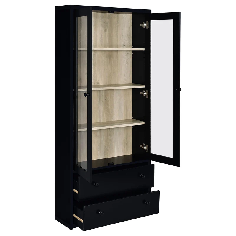Coaster Furniture Hawthorne 953478 4-shelf Glass Door Cabinet with Drawers - Black