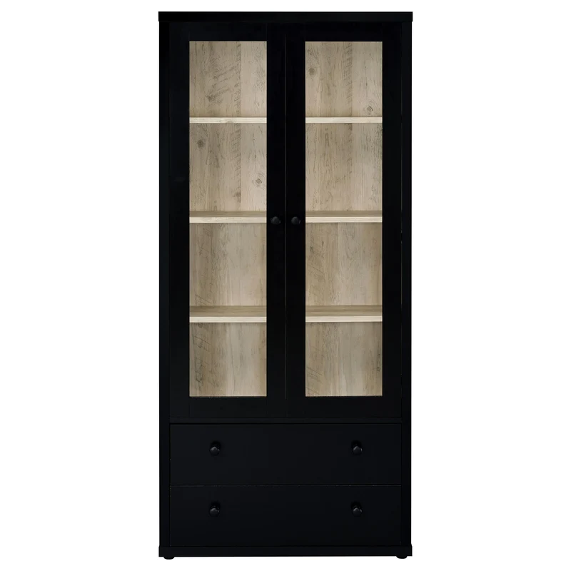 Coaster Furniture Hawthorne 953478 4-shelf Glass Door Cabinet with Drawers - Black