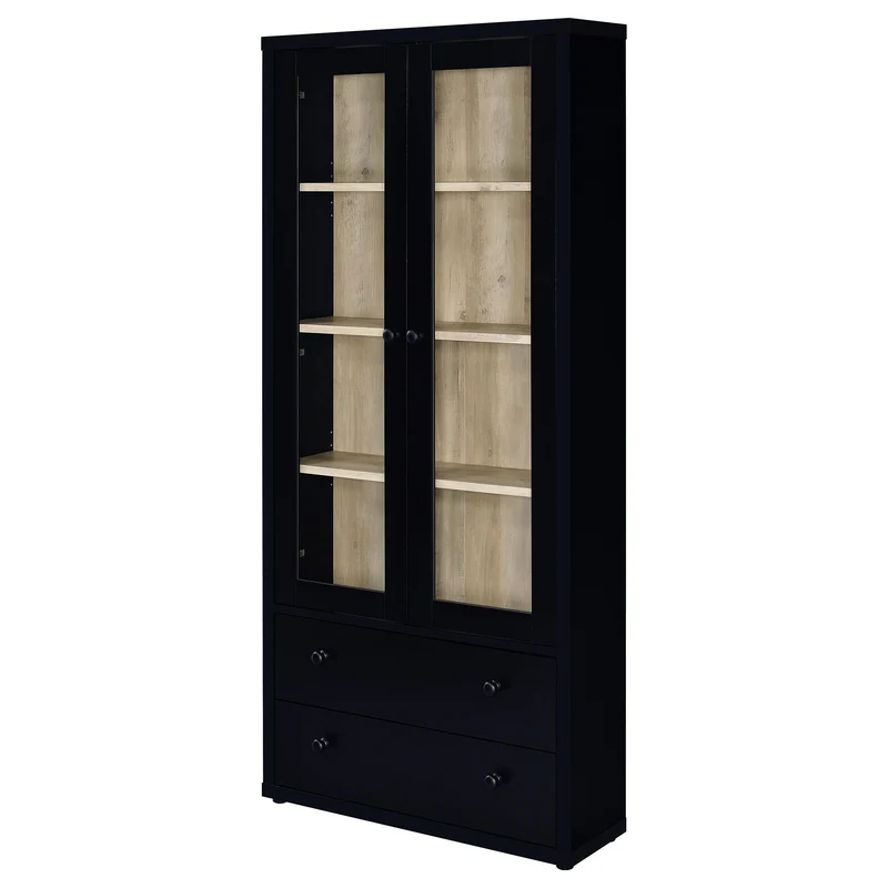 Coaster Furniture Hawthorne 953478 4-shelf Glass Door Cabinet with Drawers - Black