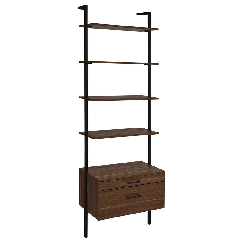 Coaster Furniture Owens 980074 96-inch 4-shelf Storage Wall Bookshelf - Walnut