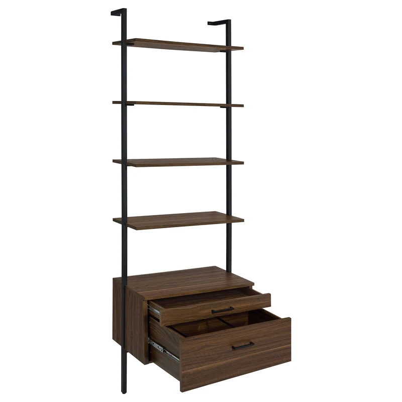 Coaster Furniture Owens 980074 96-inch 4-shelf Storage Wall Bookshelf - Walnut