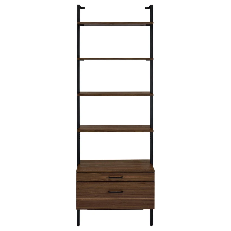 Coaster Furniture Owens 980074 96-inch 4-shelf Storage Wall Bookshelf - Walnut