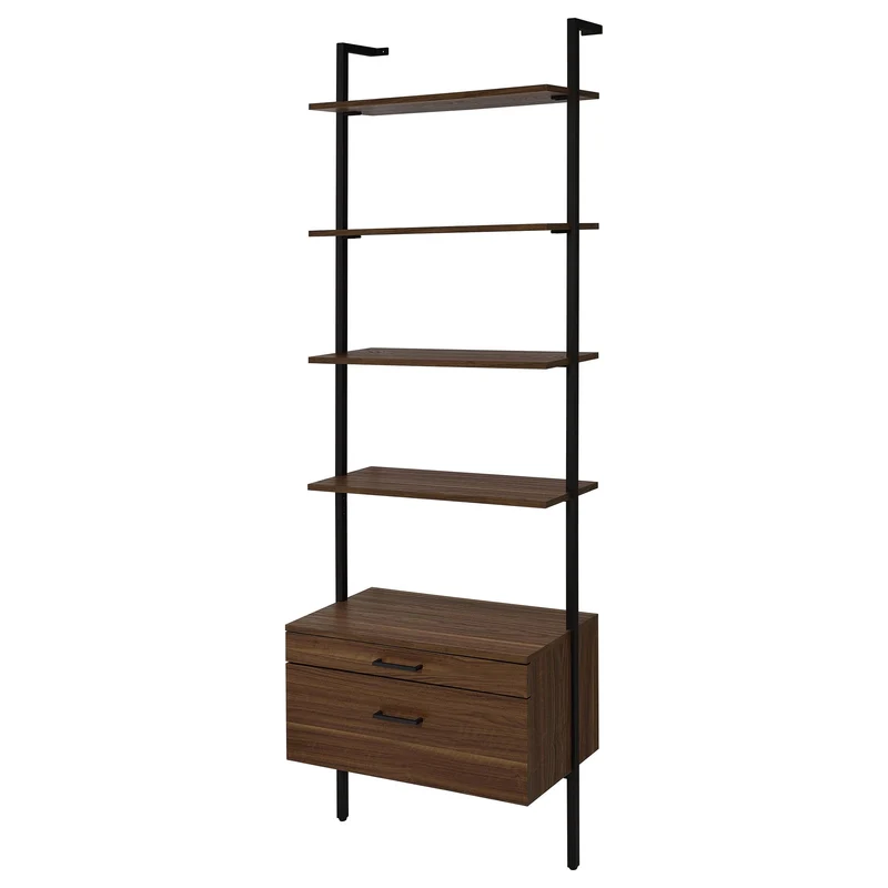 Coaster Furniture Owens 980074 96-inch 4-shelf Storage Wall Bookshelf - Walnut