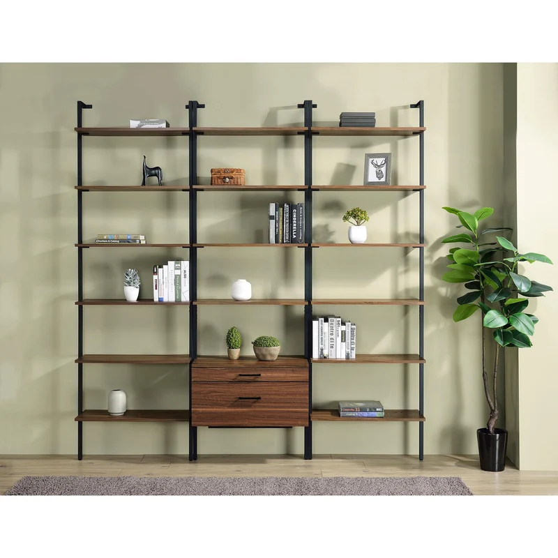 Coaster Furniture Owens 980074 96-inch 4-shelf Storage Wall Bookshelf - Walnut