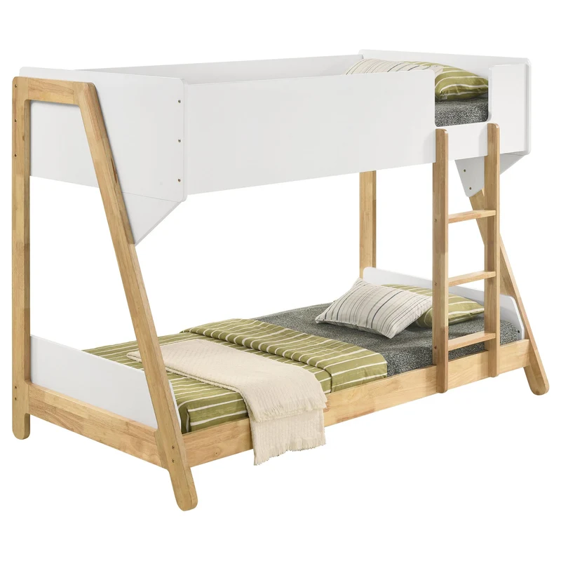 Coaster Furniture Wyatt 460510 Wood Twin Over Twin Bunk Bed - White and Natural