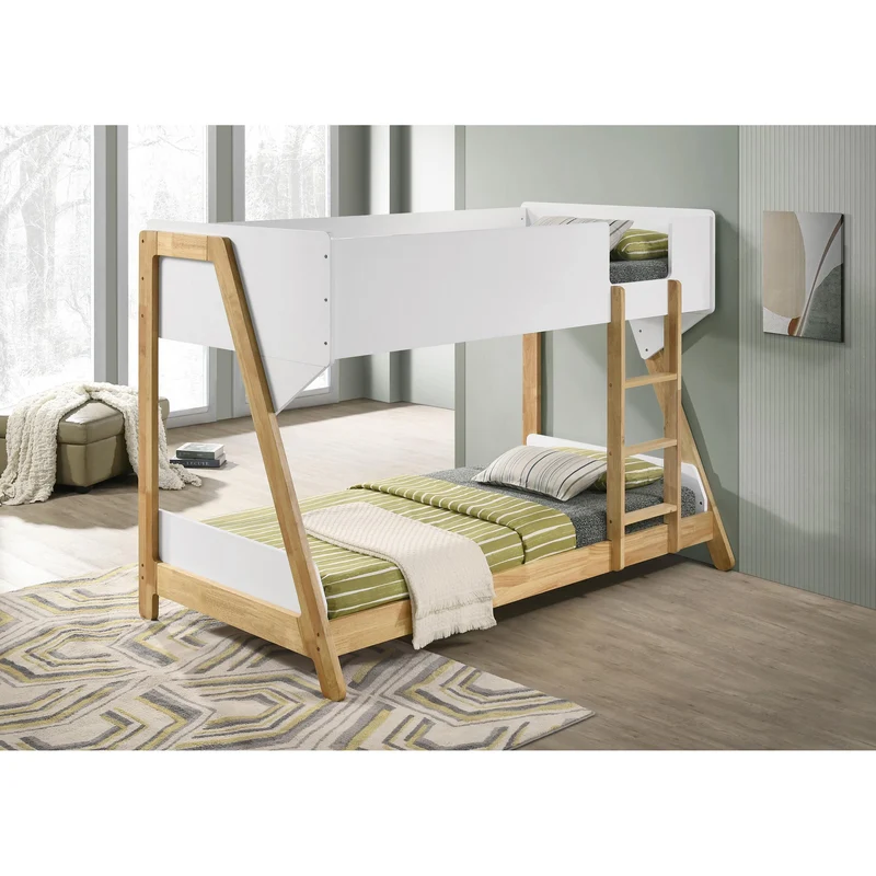 Coaster Furniture Wyatt 460510 Wood Twin Over Twin Bunk Bed - White and Natural