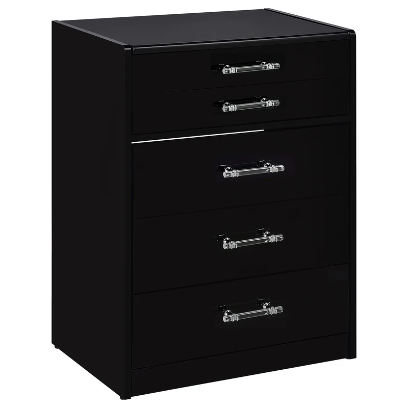 Coaster Furniture Danbury 930209 3-Drawer Makeup Vanity & Stool - Set Black High Gloss