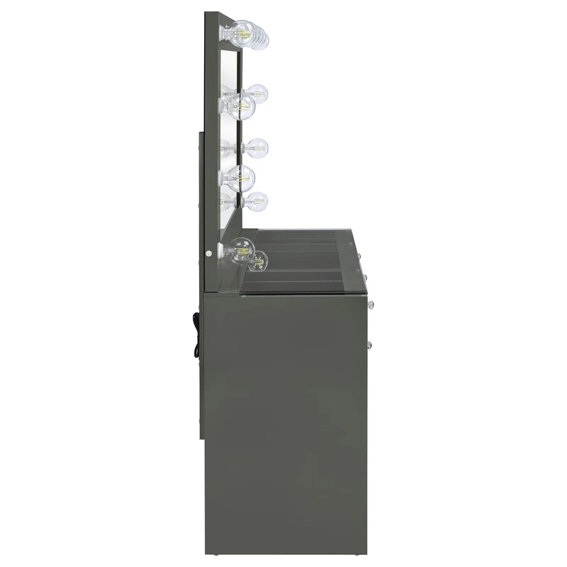 Coaster Furniture Acena 931145 7-Drawer Vanity Set with Lighting - Grey High Gloss