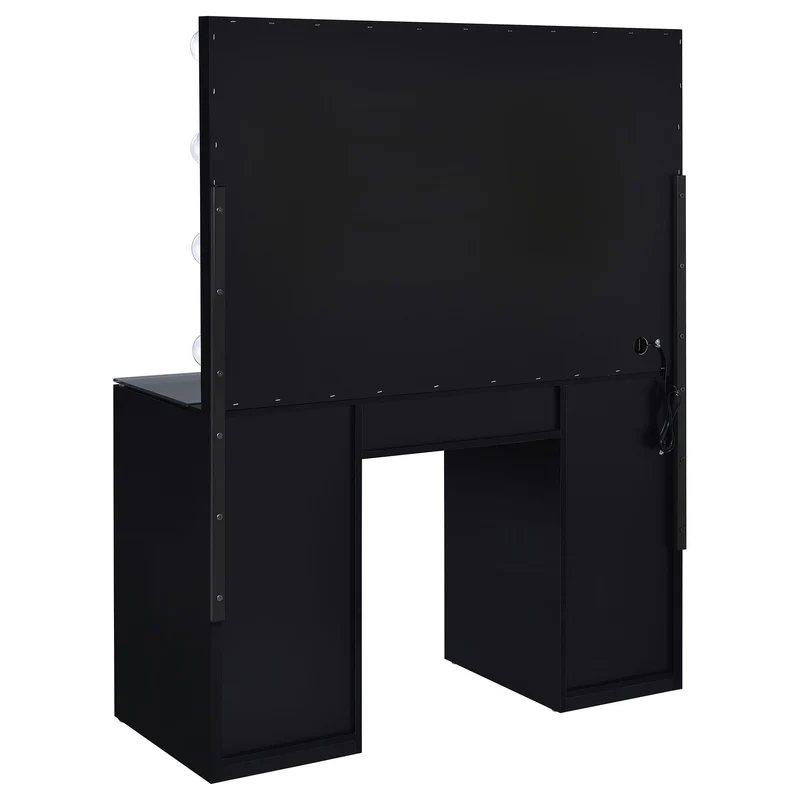 Coaster Furniture Acena 931144 7-Drawer Vanity Set with Lighting - Black High Gloss