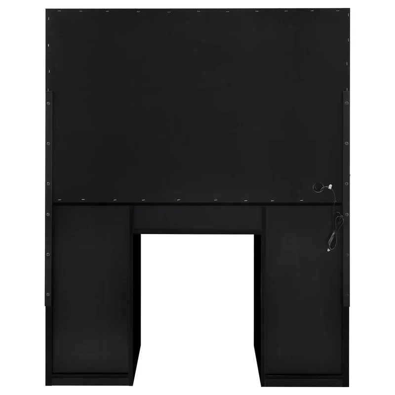 Coaster Furniture Acena 931144 7-Drawer Vanity Set with Lighting - Black High Gloss