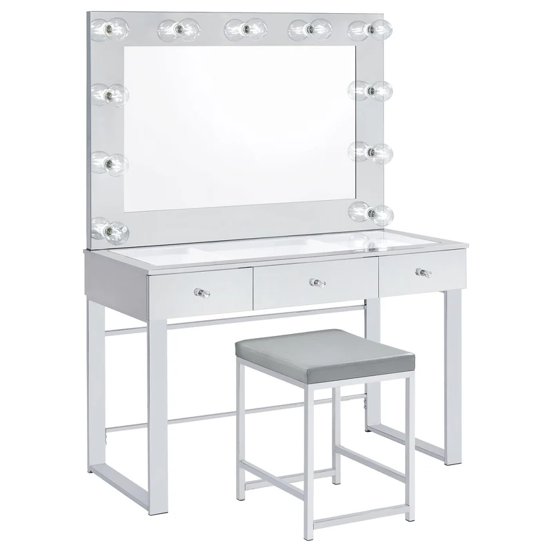Coaster Furniture Umbridge 935933 Upholstered Square Padded Cushion Vanity Stool